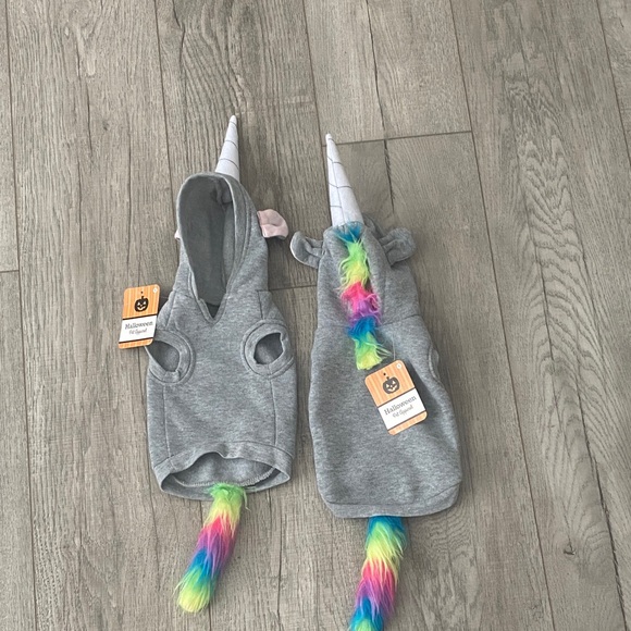 2 Unicorn Dog Costume with Rainbow Tail - Picture 1 of 5